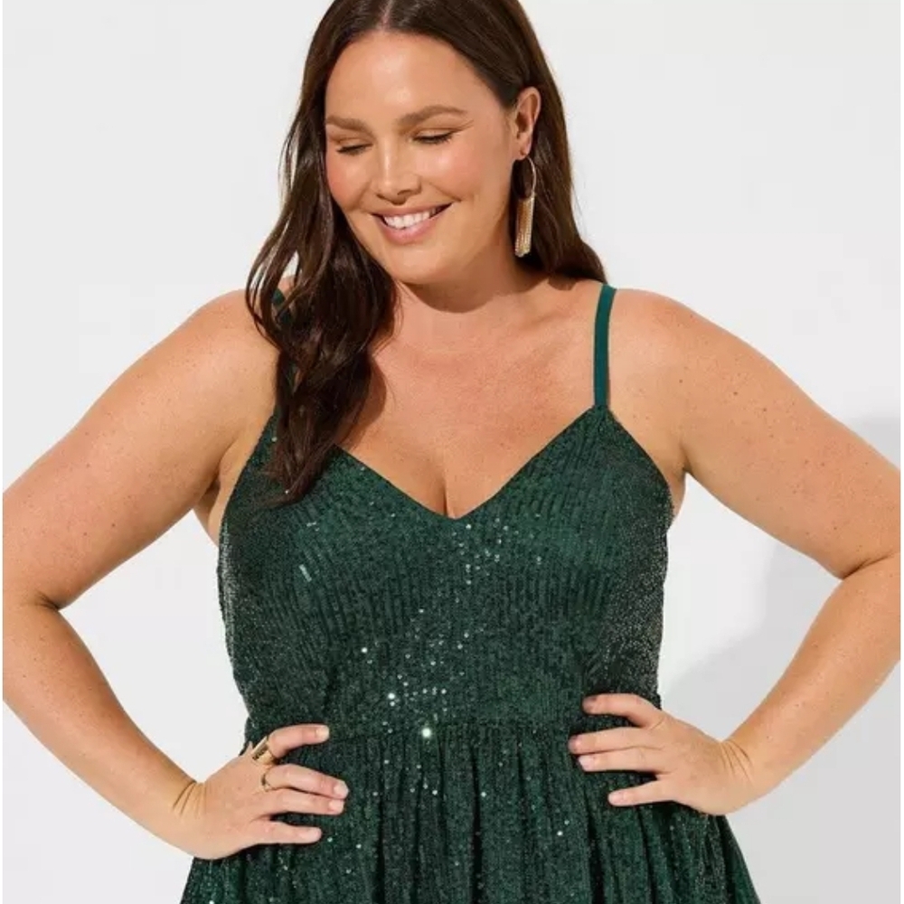 Torrid Peplum Sequin V-Neck Tank